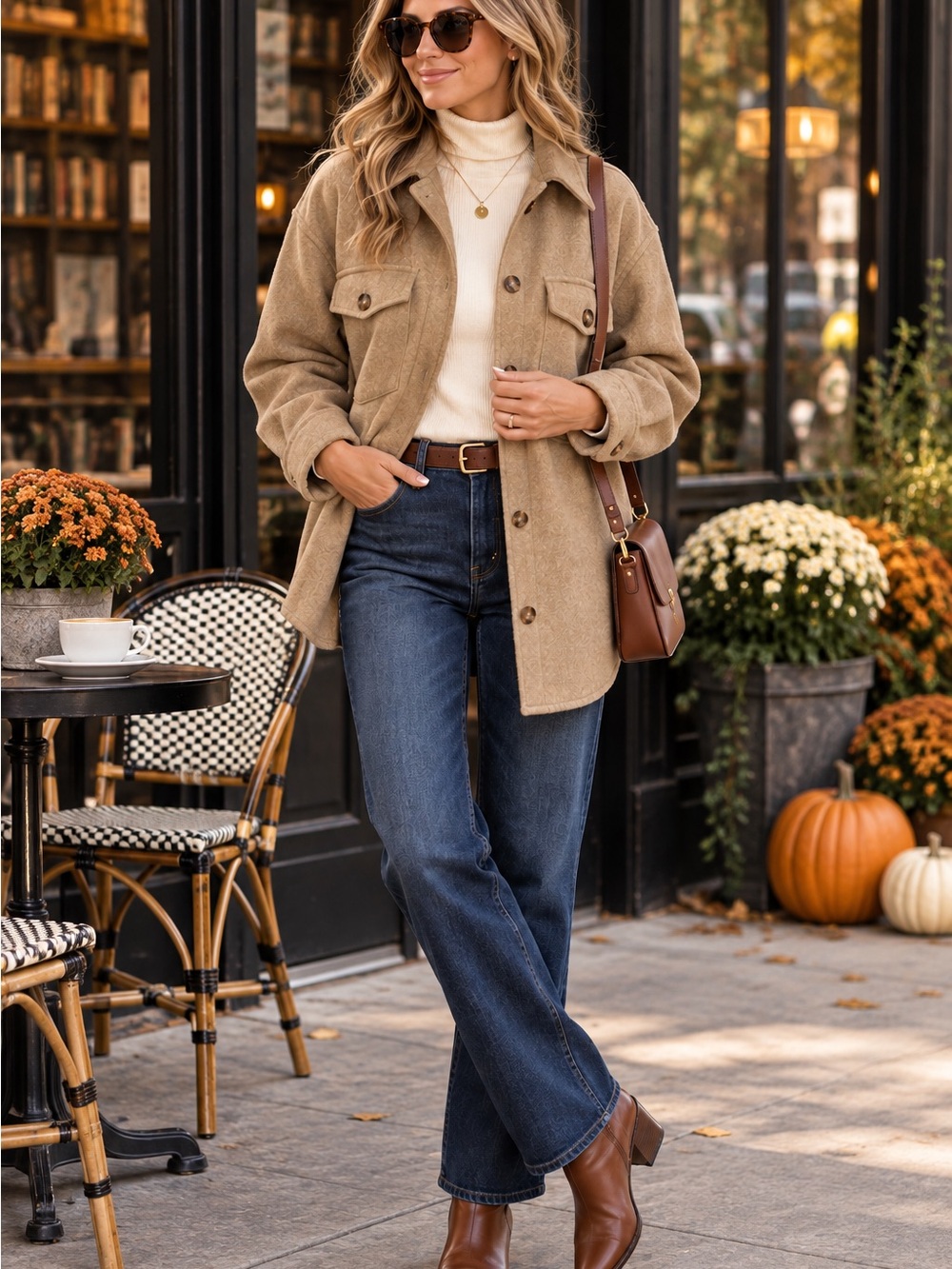 Love Tree Camel Shacket L Oversized Fall Capsule Quiet Luxury Jacket